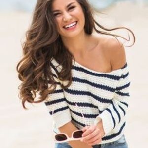 Navy and Ivory Striped Sweater